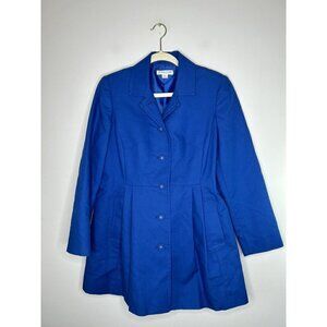 Pendleton Pleated Raincoat Trench Coat Belt Satin Lined Royal Blue Size Small